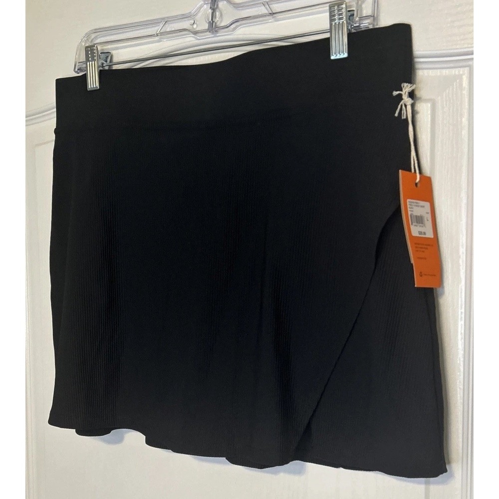 Freely Mandy Skort Womens Large Black Ribbed Athletic Activewear Skirt L